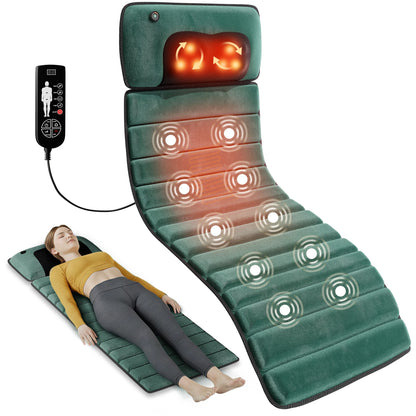 Full Body Massage Mat with Heat, Detachable Massager Pad for Deep Tissue Pain Relief, 10 Vibrating Motors for Relaxation at Home or Office