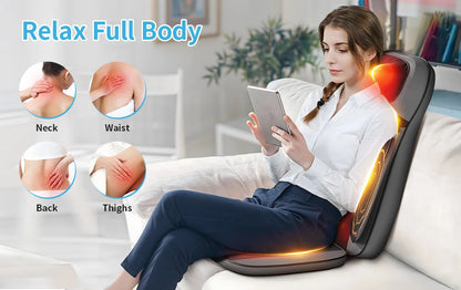 Shiatsu Neck Back Massager with Heat, Adjustable Massage Chair Pad Back Support Massage Seat Cushion for Full Body Massager Gifts for Dad Mom, Adjustable Intensity and Height for Office Chair and Home Use
