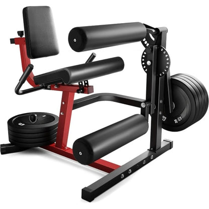 Adjustable Plate Loaded Leg Extension and Curl Machine 4 in 1 Home Gym for Lower Body Workout with Exercise Bench