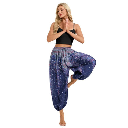 Boho Yoga Pants Women Hippie Harem Printed Dyeing High Waisted Wear Pantalone De Mujer Cintura Alta Calca Feminina Beach