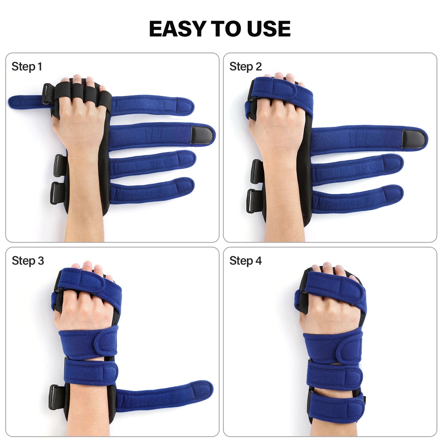 Hand Splint Functional Hand Orthosis Night Immobilizer Wrist Brace with Finger Separator for Stroke Relieve Carpal Tunnel Pain
