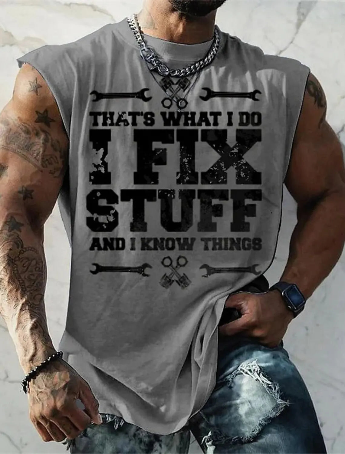 Men's Bottom Shirt Pattern Boat Rudder O Neck 3D Outdoor Street Sleeveless Printed Clothing Athletic Casual Big & Tall Tank Top