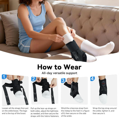 NEENCA Ankle Brace for Sprained Ankle, Quick Lace Up Ankle Support for Women Men Ankle Stabilizer Injury Recover Running Sports