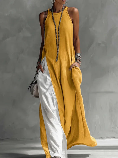 2026 New Women’s Clothing: Sleeveless, Loose-Fitting, Color-Blocked, Casual, Off-The-Shoulder Dress.