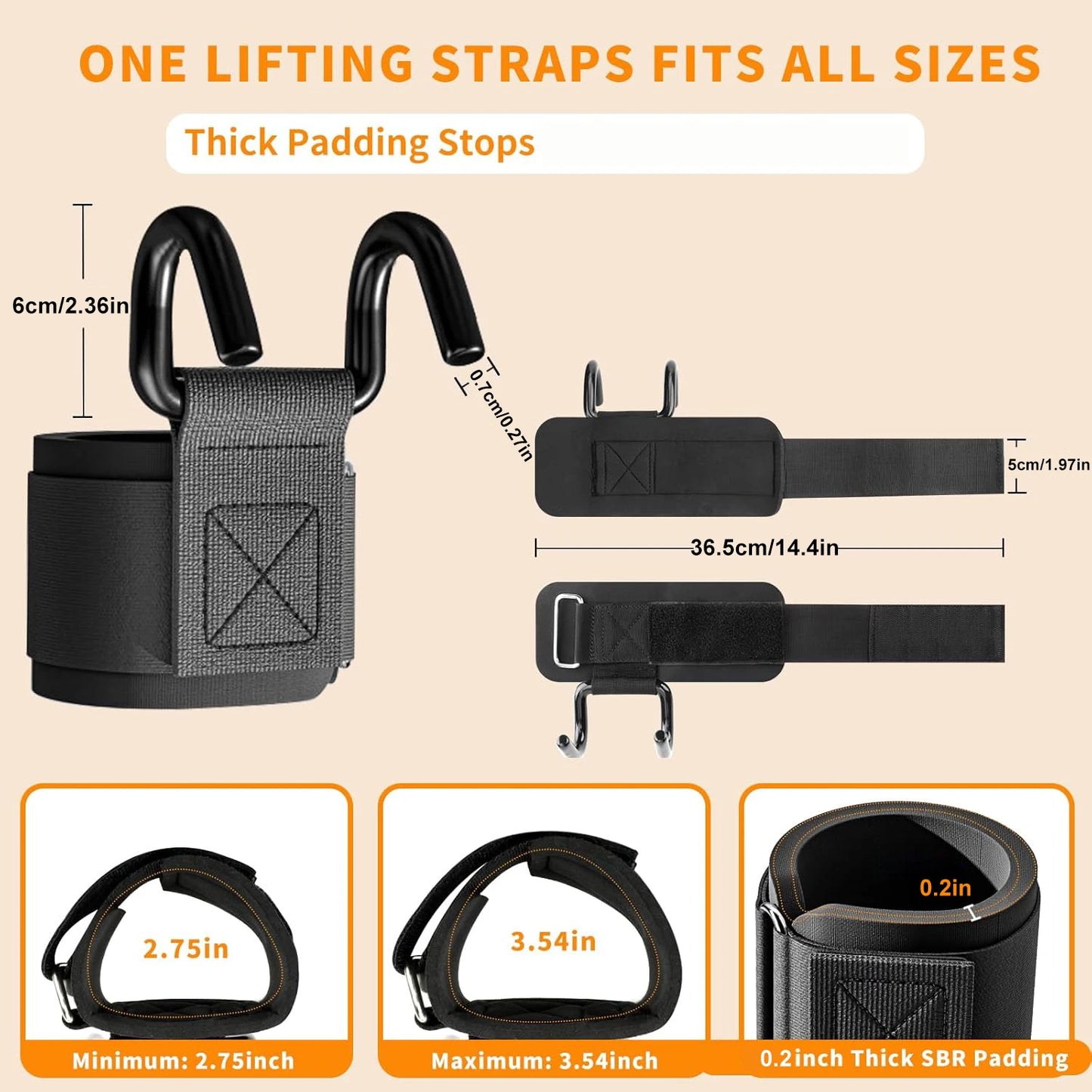 1 Pair Lifting Hooks & Padded Wrist Straps, Deadlift Grips for Weight Lifting, Pull-ups, Shrugs and Powerlifting