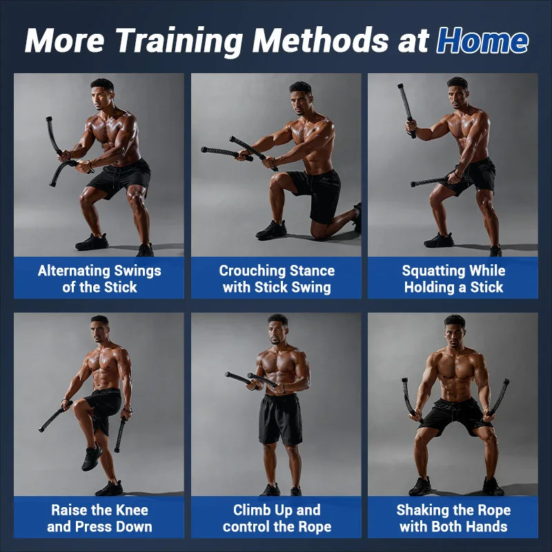 UMAY Ropeless Battle Rope, Low‑Noise Resistance Exercise Rope, Portable Cordless Training Rope for Full‑Body Workout Home Gym Fitness Equipment
