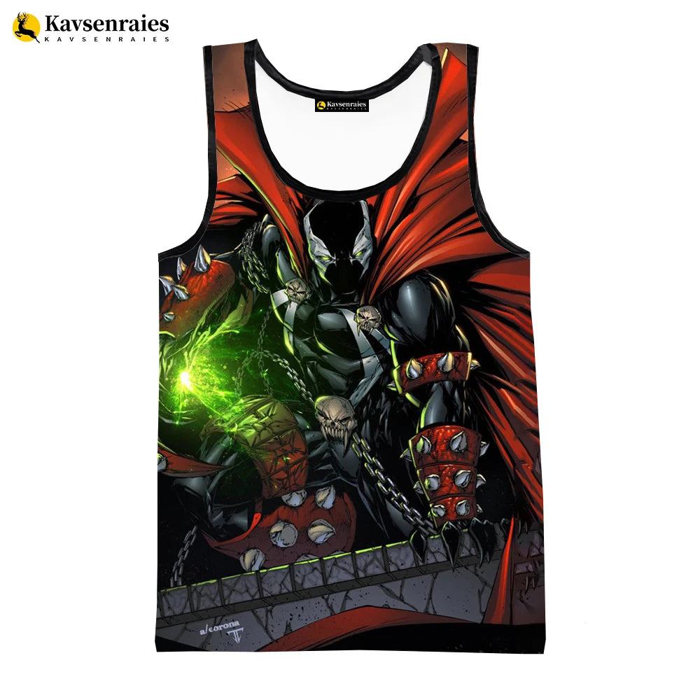 2023 Hot Anime Spawn Printed 3D Print Tank Tops Summer Fashion Casual Sleeveless Shirts Harajuku Streetwear Oversized T-shirt