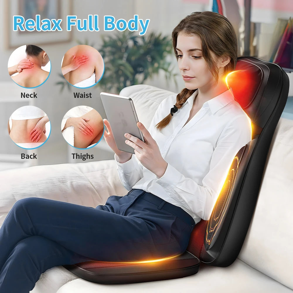 Shiatsu Neck Back Massager with Heat, Adjustable Massage Chair Pad Back Support Massage Seat Cushion for Full Body Massager Gifts for Dad Mom, Adjustable Intensity and Height for Office Chair and Home Use
