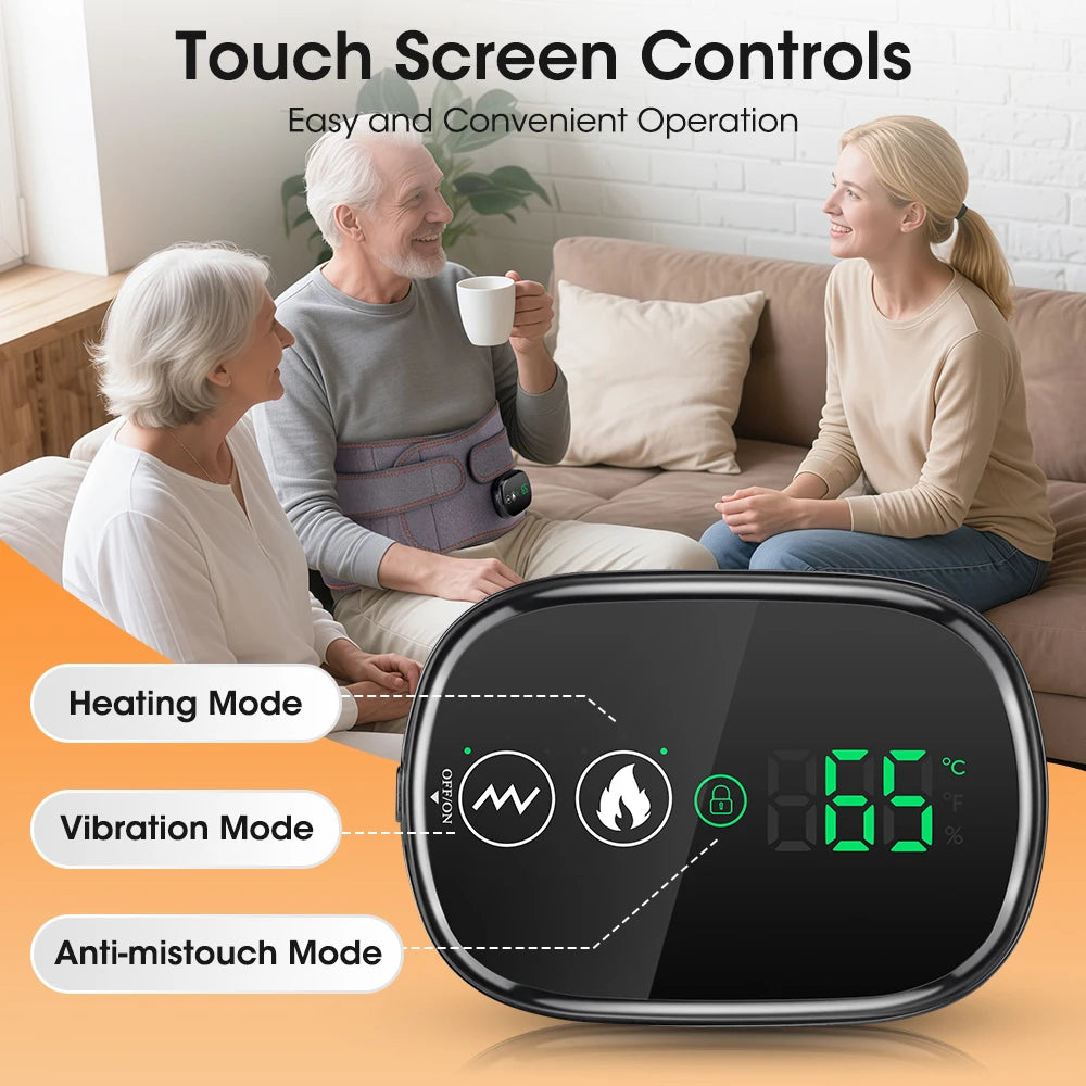 Heating Vibration Massager Belt, Dual Red Light Hot Compress Waist Support Brace Waist Back Massage Lumbar Support Belt