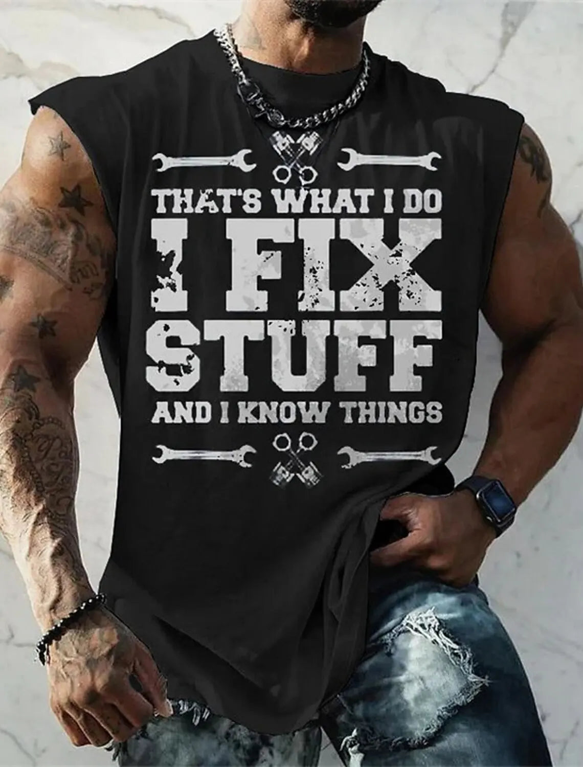 Men's Bottom Shirt Pattern Boat Rudder O Neck 3D Outdoor Street Sleeveless Printed Clothing Athletic Casual Big & Tall Tank Top