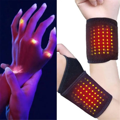 1 Pair Tourmaline Self-Heating Wrist Brace Sports Protection Wrist Belt Far Infrared Magnetic Therapy Pads Braces Health Care
