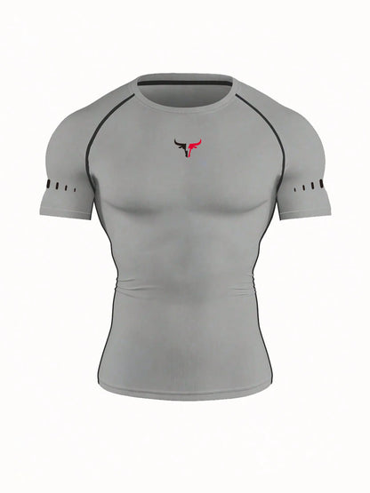 Men's Compression T-Shirt Quick Dry Breathable Elastic Gym Tee Multi Colors Available for All Seasons Running Fit Single Piece