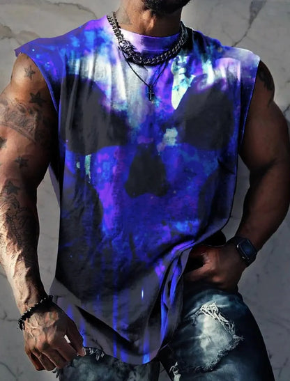 Men's Fitness Clothing 3D Phoenix Printed Sleeveless Shirt Running Sports Undershirt Mens Quick-Drying Bodybuilding Bottom Shirt