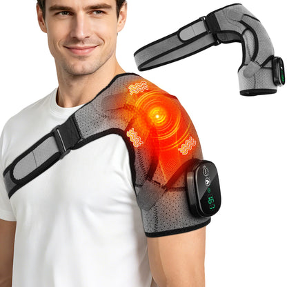 Heated Massage Shoulder Wrap Cape Touch Screen 6-Level Heat 45-70°C 3 Vibration Modes 5000mAh Muscle Fatigue Relief Unisex