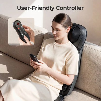 Shiatsu Neck Back Massager with Heat, Adjustable Massage Chair Pad Back Support Massage Seat Cushion for Full Body Massager Gifts for Dad Mom, Adjustable Intensity and Height for Office Chair and Home Use
