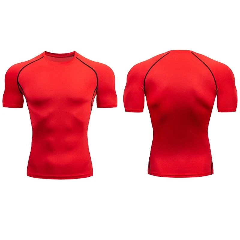 Men's Compression T-Shirt Summer Sportswear Running T shirt Elastic Quick Dry Sport Tops Tee Athletic Gym Workout T Shirts Men