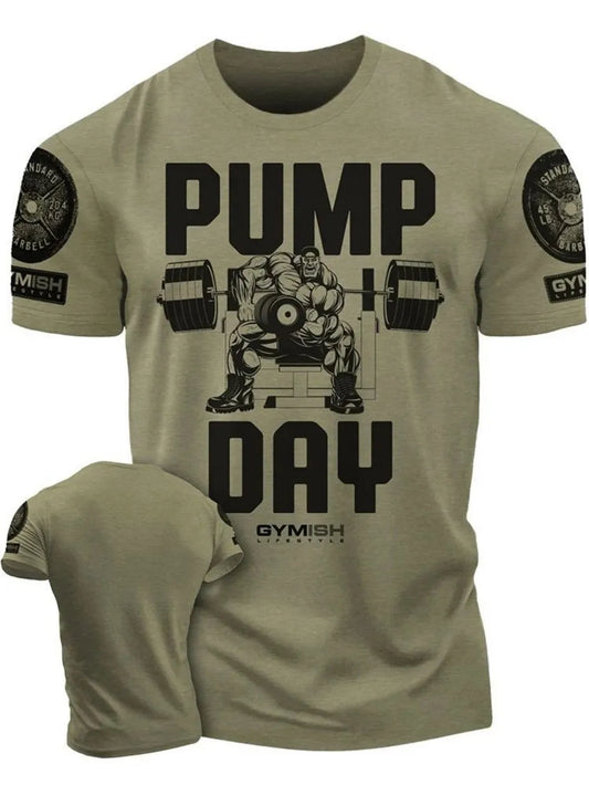 Summer New Adrenaline Power Workout Gym Men's Breathable Round Neck T-Shirt High-Quality Letter Printed Casual Top