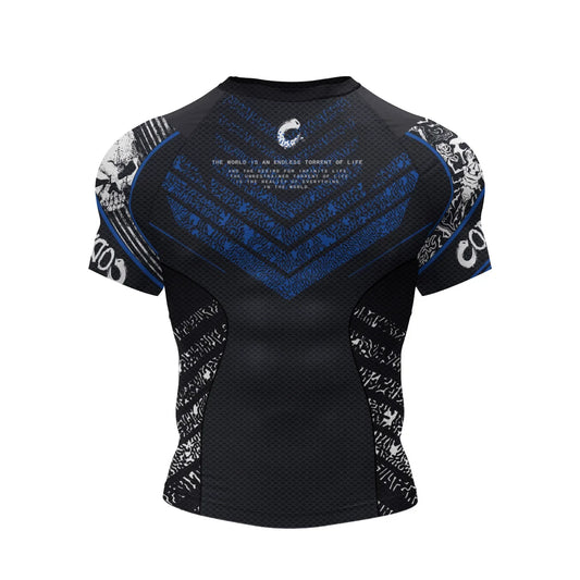 Men's short-sleeved compression T-shirt, suitable for Brazilian jiu-jitsu training and gym workouts