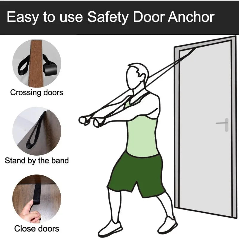 Fitness Accessories: Resistance Band, Door Anchor with Foam, Handle Grip, Door Clamp, Door-Mounted Fixing Parts