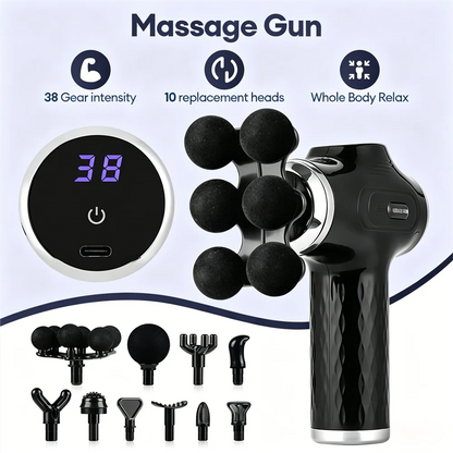 Mini 6-Heads Fascia Gun 38 Level High Frequency Vibration Body Massage Gun Muscle Relaxation Shoulde Waist Back Leg Arm Massager