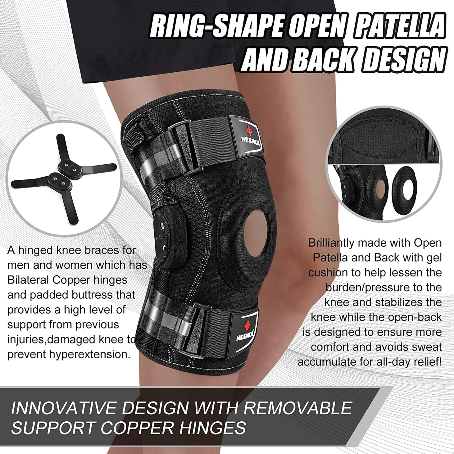 Hinged Knee Brace Dual Side Stabilizers Knee Support for Knee Pain Relief Arthritis Meniscus Tear Injury Recovery ACL MCL PCL