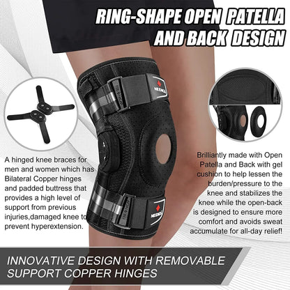 Hinged Knee Brace Dual Side Stabilizers Knee Support for Knee Pain Relief Arthritis Meniscus Tear Injury Recovery ACL MCL PCL