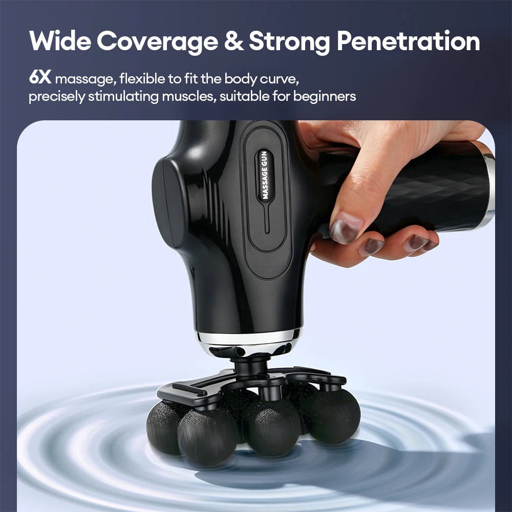 Mini 6-Heads Fascia Gun 38 Level High Frequency Vibration Body Massage Gun Muscle Relaxation Shoulde Waist Back Leg Arm Massager