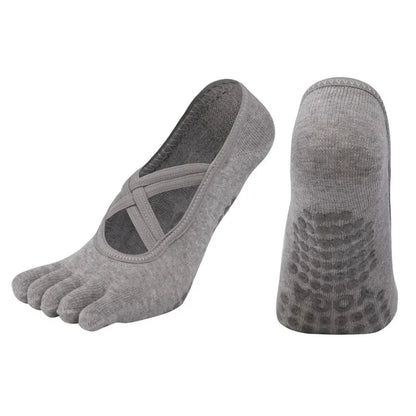 Yoga Socks Backless Breathable Bandage Low Cut Pilates Socks Women Silicone Anti-slip Five-Finger Gym Fitness Dance Sports Socks
