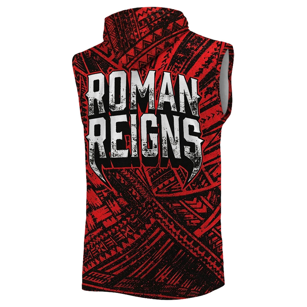 Men's Red Roman Reigns Fashion Basketball Hooded Tank 3D Print Breathable Gym Tank Top Sports Casual Sleeveless Hoodie 2026