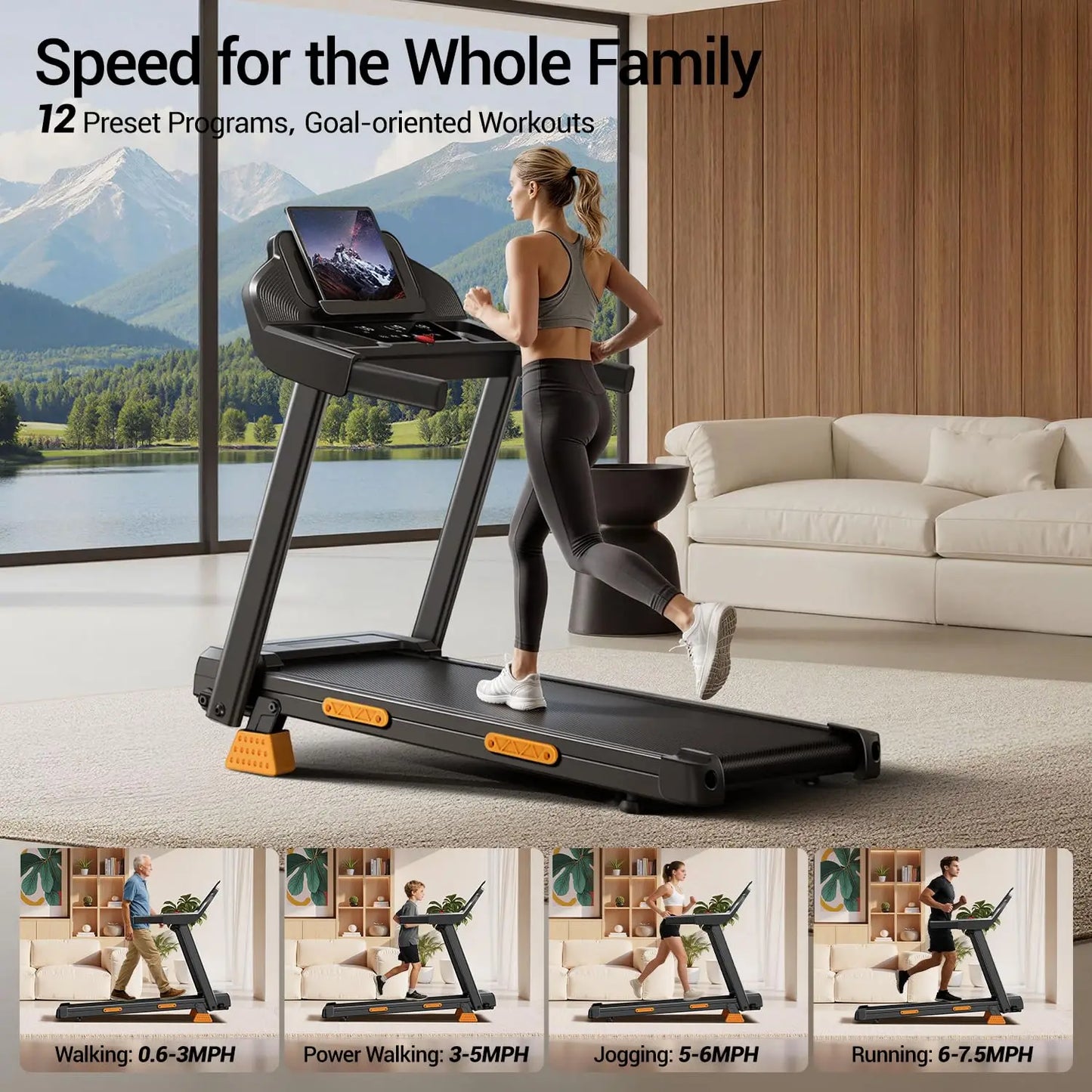 16% Treadmills for Home with Handle, 3 in 1 Portable Treadmill with Incline, Foldable Treadmill with Three Screen, 12, Custom