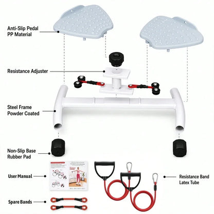 Adjustable‑Resistance Twist Stepper for Home Workout, Mini Stair Step Exercise Machine with Resistance Bands, Quiet Fitness Pedal Trainer for Legs, Hip, Waist & Full‑Body Training
