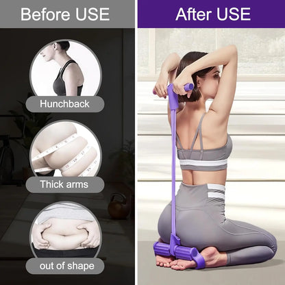 4-Tube Pedal Resistance Band Multifunction Tension Rope Elastic Yoga Puller Home Gym Body Stretching Trainer Workout Equipment
