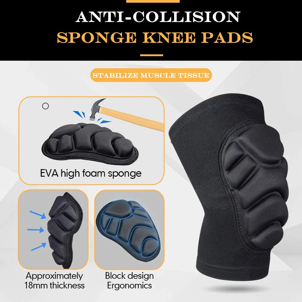 1Pair Premium Knee & Elbow Pads - Thick EVA Foam Protection for Sports & Work - Anti-Slip Design for Basketball/Volleyball/Work