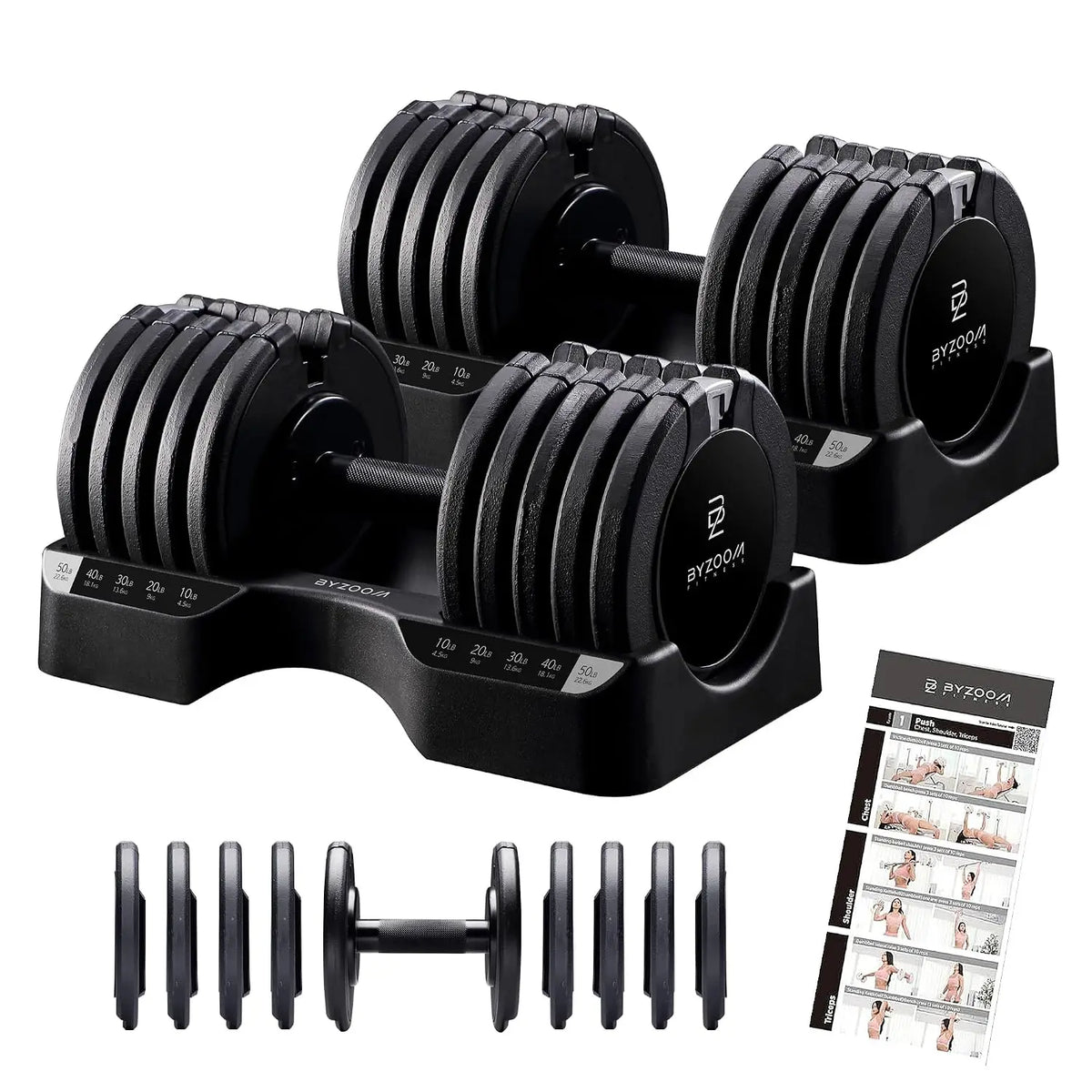 Pure Series Adjustable Dumbbell - 12.5/25/27.5/50/55/75lb - ONE UNIT OR PAIR(check QTY before purchase) - 5-in-1/, Custom