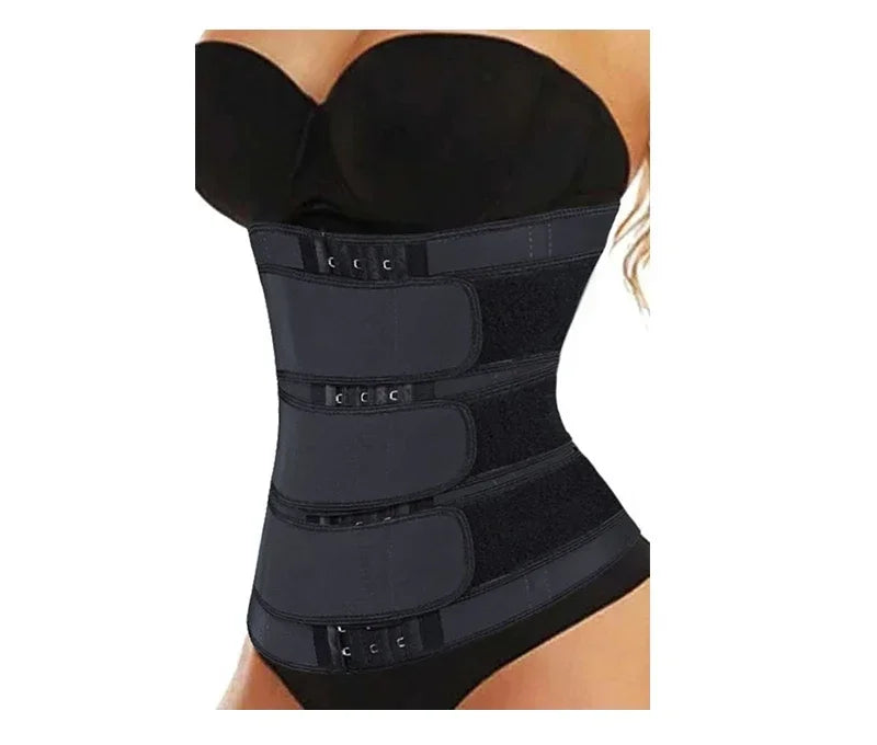 Women Waist Trimmer Triple Belts Waist Trainer Shapewear Tummy Control Slimming Fat Burning Body Shaper Compression Sheath Belts