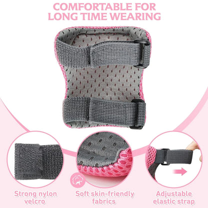 6 in 1 Knee Pads Elbow Pads with Wrist Guards for Ages 3-10, Protective Gear for Skating, Cycling, Biking,Roller Skates,Scooters