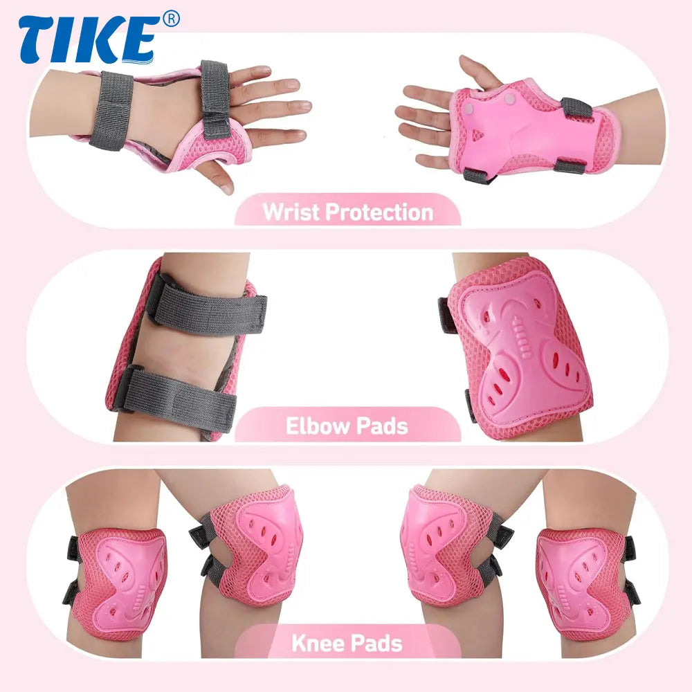 Knee Pads Elbow Pads with Wrist Guards for Ages 3-10| 6-in-1 Safety Protective Gear for Skating, Cycling, Biking, Roller Skates