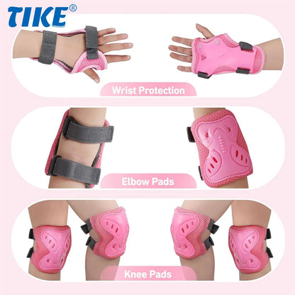 Knee Pads Elbow Pads with Wrist Guards for Ages 3-10| 6-in-1 Safety Protective Gear for Skating, Cycling, Biking, Roller Skates