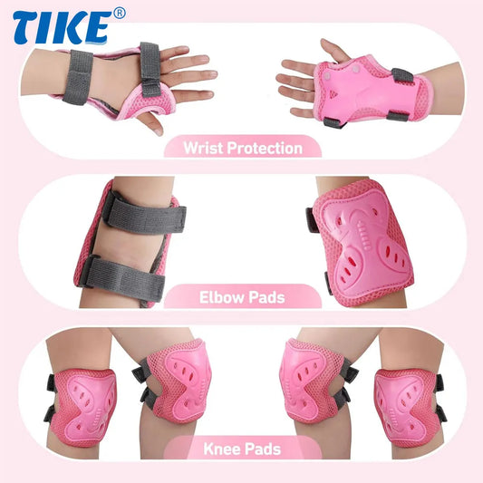 Knee Pads Elbow Pads with Wrist Guards for Ages 3-10| 6-in-1 Safety Protective Gear for Skating, Cycling, Biking, Roller Skates