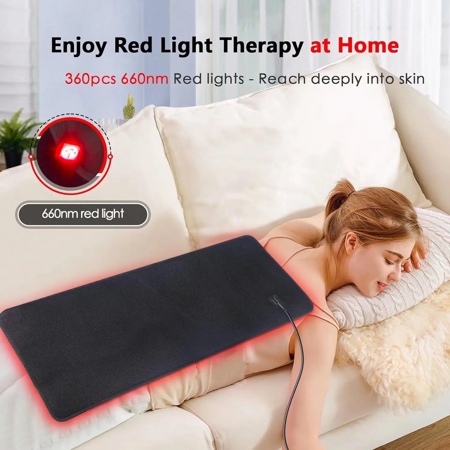 Large Red Light Therapy Pad, Dual Chip 660&850 nm Red&Infrared Light Therapy for Body Back Waist Shoulder Knee Joint Pain Relief