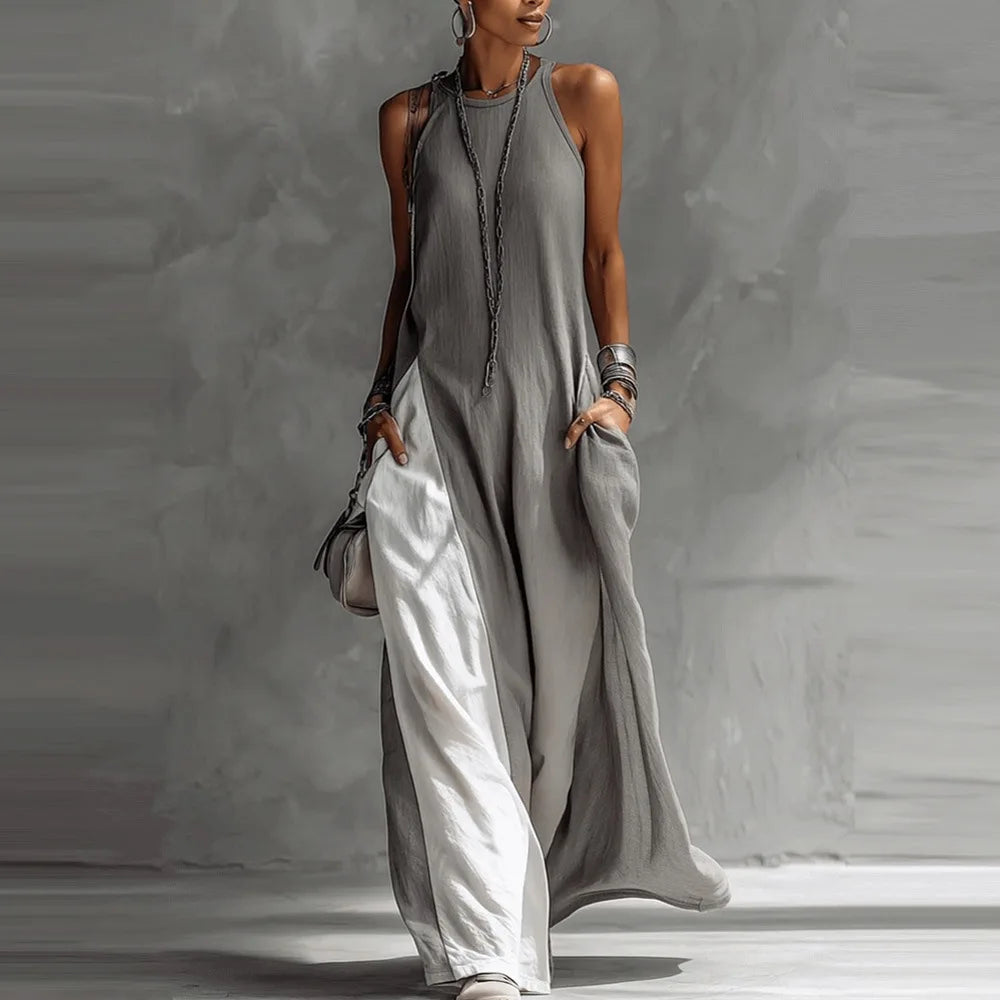 2026 New Women’s Clothing: Sleeveless, Loose-Fitting, Color-Blocked, Casual, Off-The-Shoulder Dress.