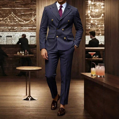 High-quality European and American Men's Clothing, Formal Suits with Stripes, Trousers for Business, Formal Dinners, Weddings