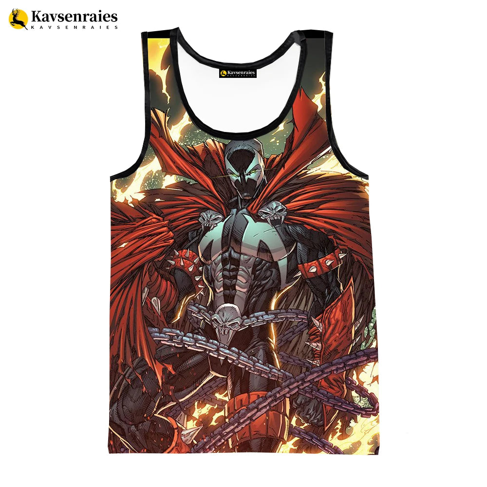 2023 Hot Anime Spawn Printed 3D Print Tank Tops Summer Fashion Casual Sleeveless Shirts Harajuku Streetwear Oversized T-shirt