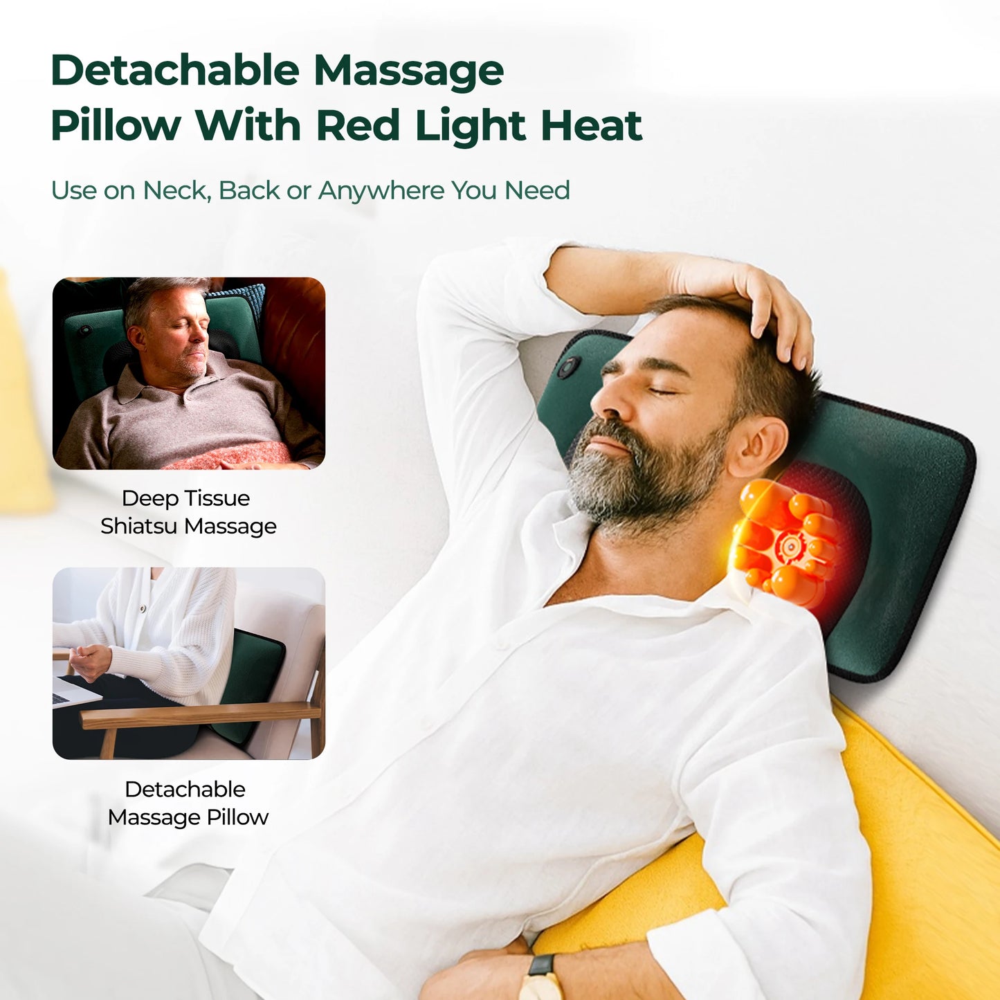 Full Body Massage Mat with Heat, Detachable Massager Pad for Deep Tissue Pain Relief, 10 Vibrating Motors for Relaxation at Home or Office
