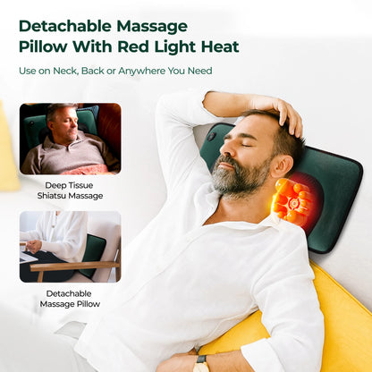 Full Body Massage Mat with Heat, Detachable Massager Pad for Deep Tissue Pain Relief, 10 Vibrating Motors for Relaxation at Home or Office