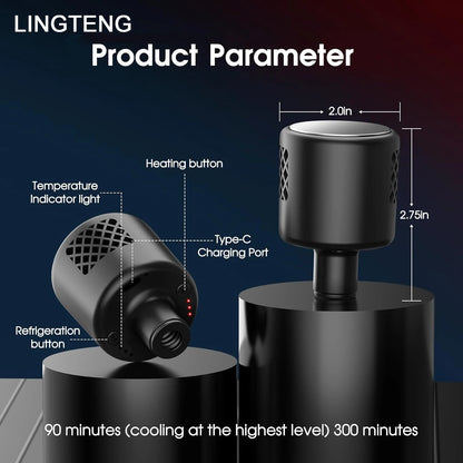 LINGTENG Massage Gun with Hot and Cold Functions, Deep Tissue Massage Gun, Back and Neck Massager, Muscle Percussion Massager, Handheld Massager, 7 Massage Heads, Comes with Storage Case, Christmas Gift, Birthday Gift, Sports