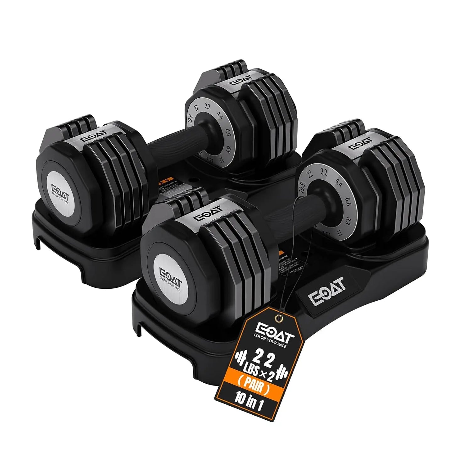 22/33 lbs Pair/Single Adjustable Dumbbells Set,Premium Quick Adjust, 10 in 1 Adjustable Dumbbell Set for Men and, Custom