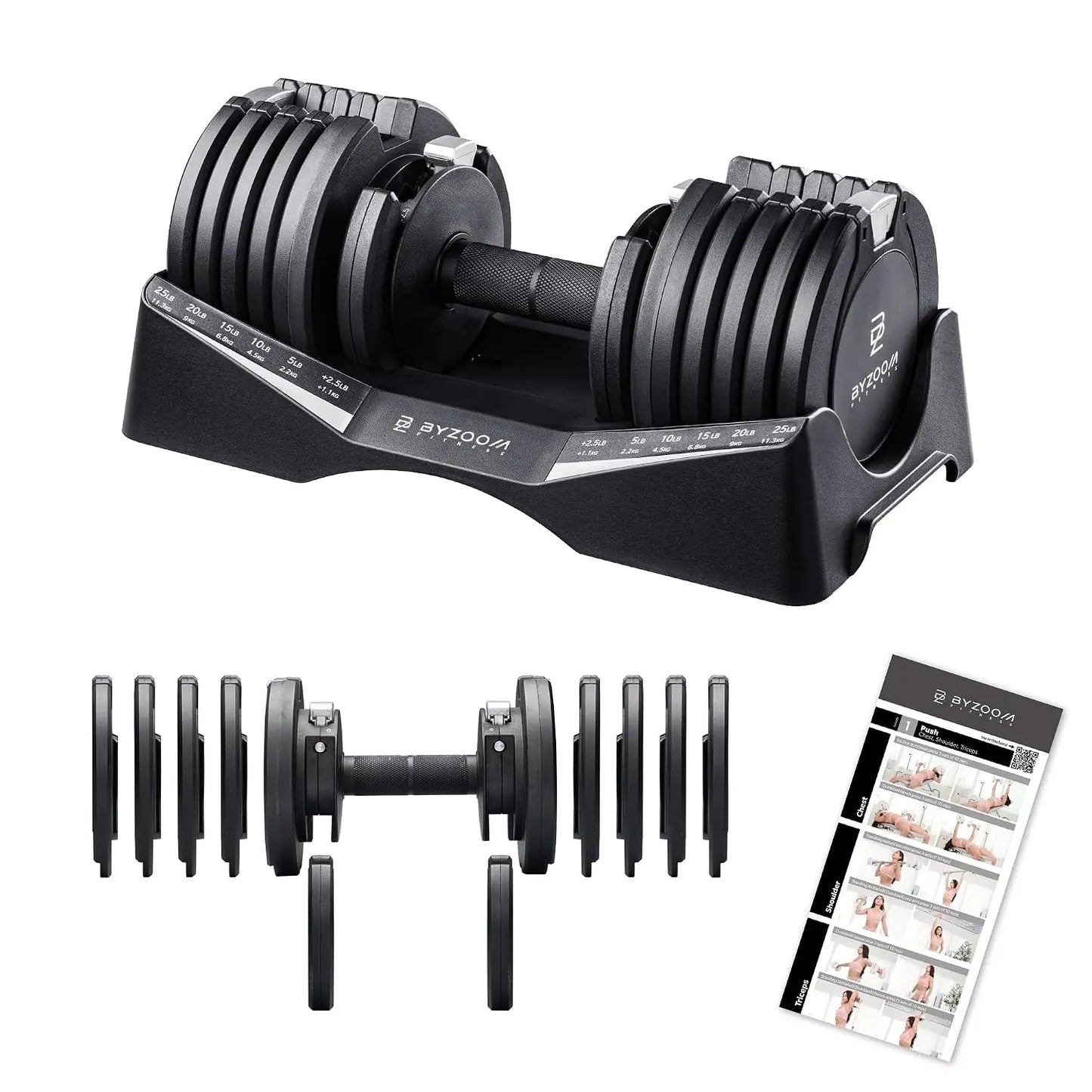 Pure Series Adjustable Dumbbell - 12.5/25/27.5/50/55/75lb - ONE UNIT OR PAIR(check QTY before purchase) - 5-in-1/, Custom