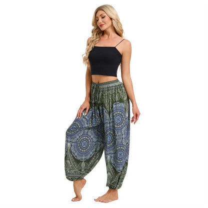 Boho Yoga Pants Women Hippie Harem Printed Dyeing High Waisted Wear Pantalone De Mujer Cintura Alta Calca Feminina Beach