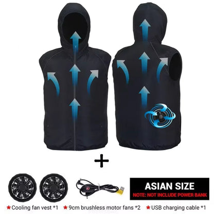 Summer Sport Fan Air Condition Cool Man Woman Travel Ultralight Brand Outdoor Vest Clothes Jacket Sun Windbreaker Fishing Worker